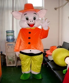 

Happy Pig Mascot Costumes Suit Advertisement Halloween Birthday Party Game Dress