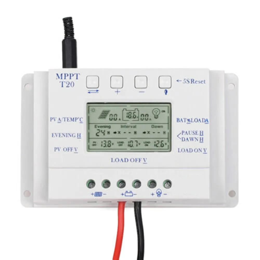 

Street Light Solar Charge Controller T20 Display 20A 12V 24V Battery Regulator