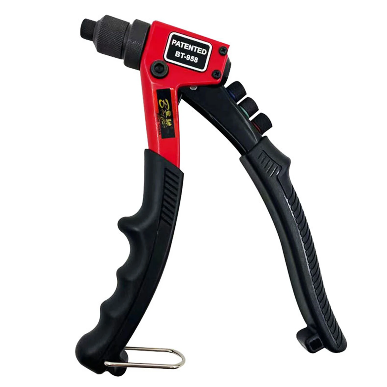 Hand Rivet Gun Heavy Duty Single Hand Manual Riveter with 4 Interchangeable Heads 3/32 Inch 1/8