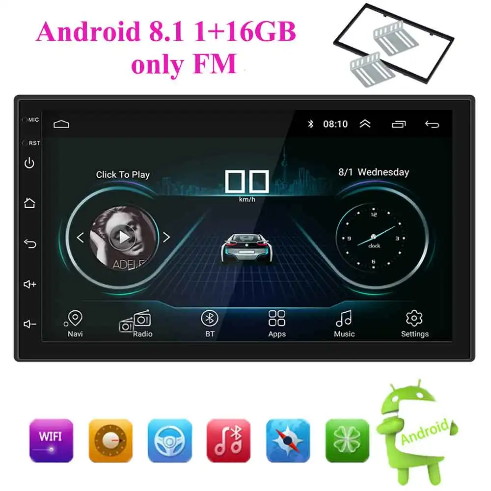 Android 8,1 автомобильное радио стерео gps навигация Bluetooth wifi Универсальный 7 ''2din 2.5D ips автомобильное радио стерео четырехъядерный мультимедиа - Цвет: 7200