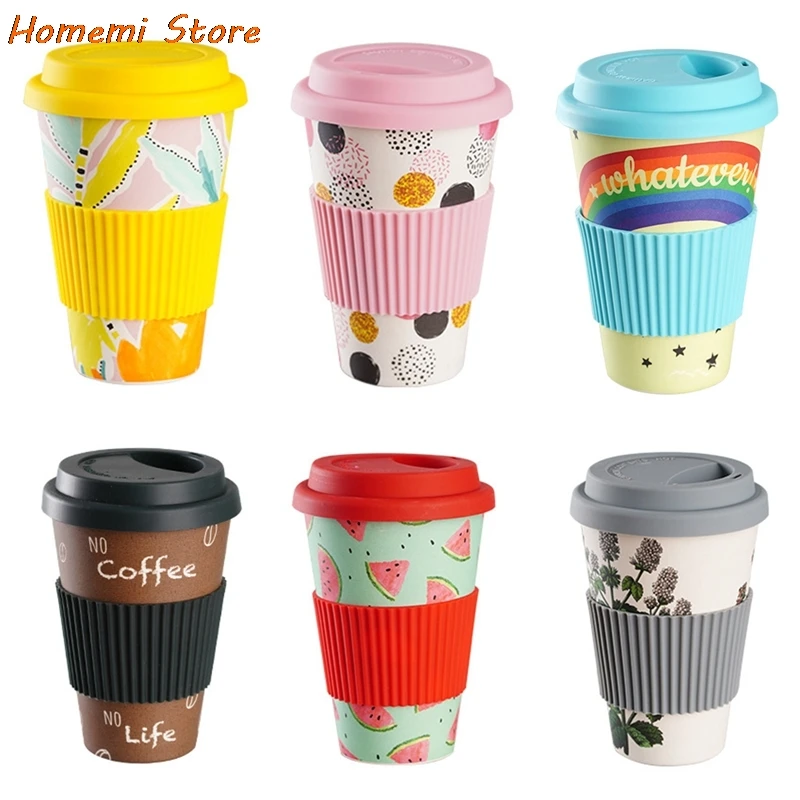 500ML Water Cup Eco Friendly Bamboo Reusable Travel Cup Outdoor Portable Mug Tea Coffee Cup Water Juice Mug With Lid For Gift
