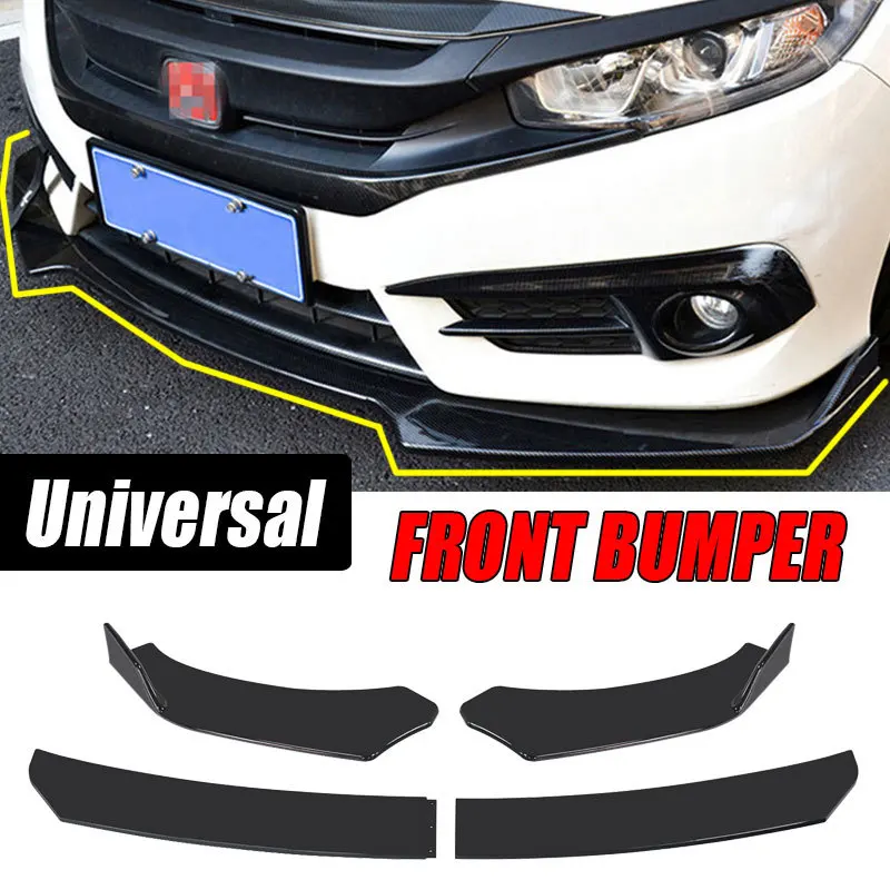 4Pcs Car Front Bumper Lip Car Styling Spoiler Protector Diffuser Splitter For BMW Benz Universal Accessories For Civic Shovel