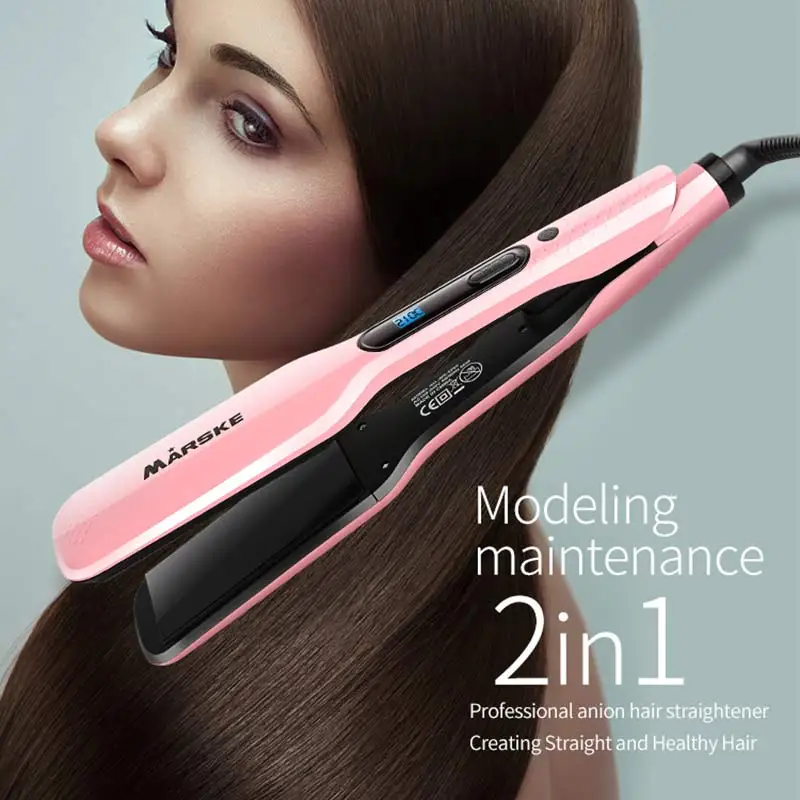 

Stylish Hair Curler Hair Straightener Blue Screen Digital Display Tempering Hairdressing Curling Iron For 2-In-1 Hair Styler