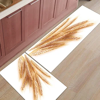 

2Pcs/Set Wheat Autumn Crop Long Kitchen Mat Bath Carpet Floor Mat Home Entrance Doormat Bedroom Living Room Floor Mats Rug