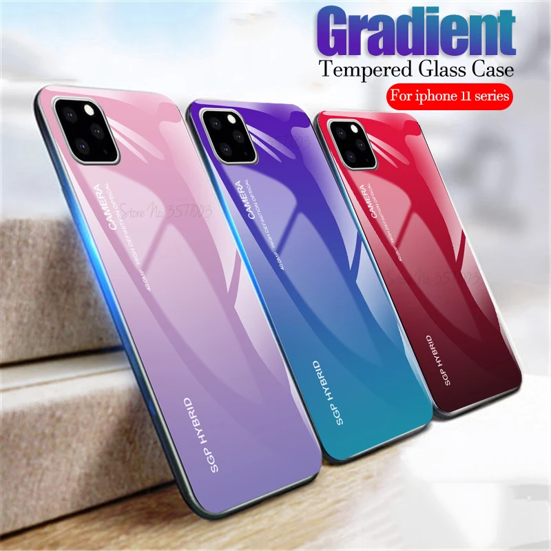Чехол с градиентом для iphone 11 pro max чехол из закаленного стекла apple 2019 11pro x xs xr