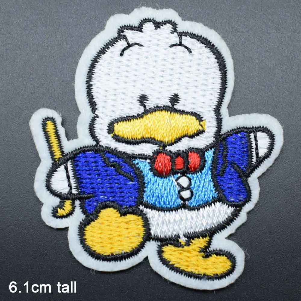 Мультяшные Симпатичные термоклейкие нашивки Mr Duck In Blue Frog с вышивкой для одежды