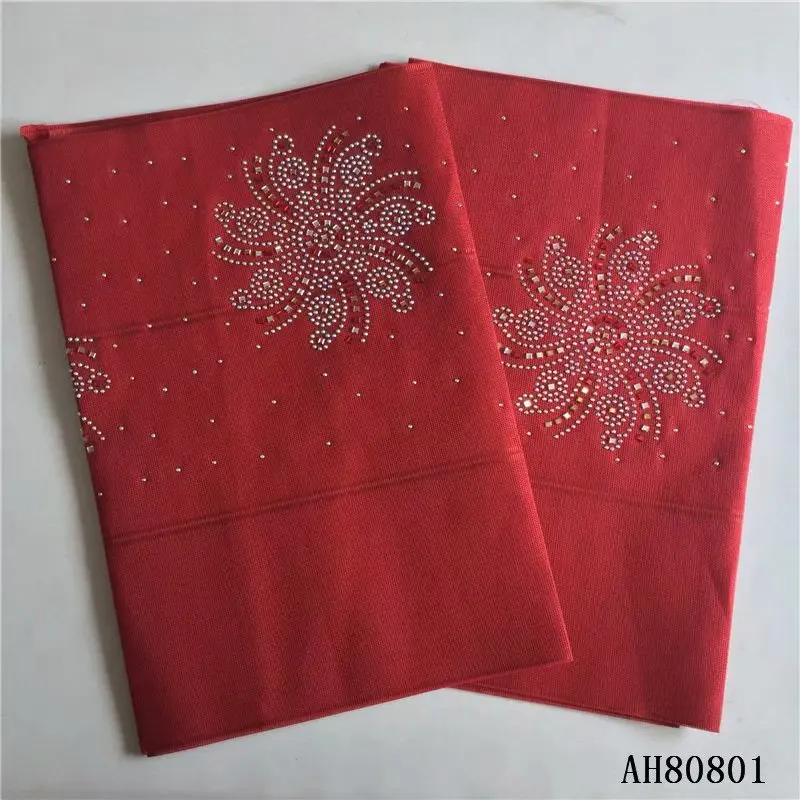 Aso Oke Headtie With Stones And Beads Nigerian Lace Fabric High Quality African Gele For Women 2pieces | Дом и сад