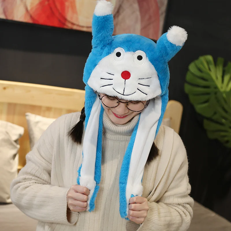 Kawaii Плюшевые Единорог Пикачу Акула Хаски игрушки Зимние Животные шапки для девочек косплей вечерние костюмы для выступлений Дети Кукла подарок - Цвет: doraemon