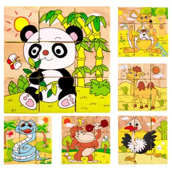 

Puzzle Kid Wooden Cartoon Animal Puzzle Toy 6pcs/set 3D 6 Sides Jigsaw Assembly Early Education Learning Toys for Kids Gifts