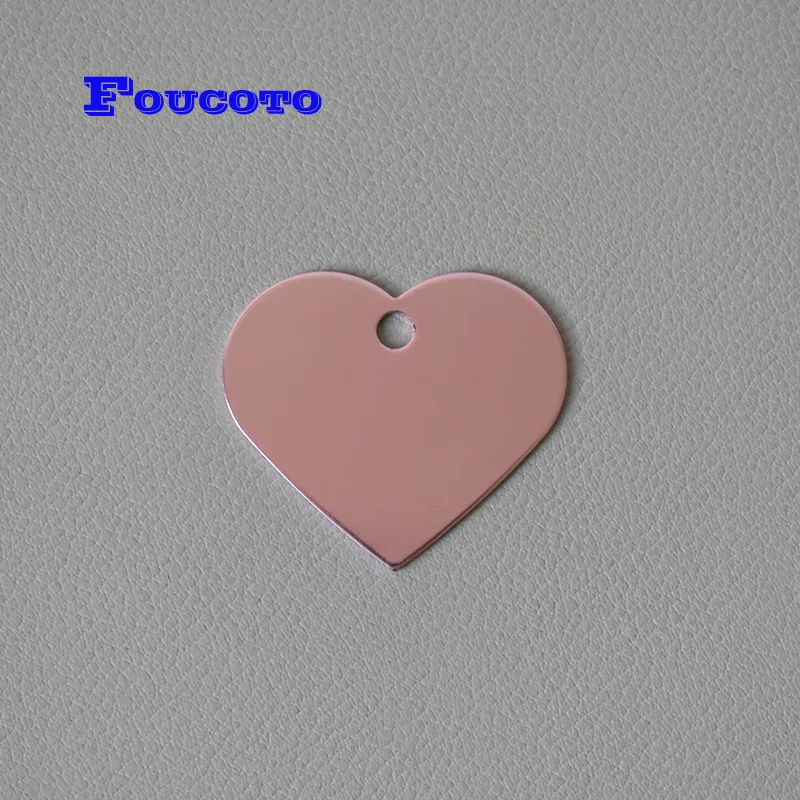 Pink 20pcs dog ID nameplate double sides personalized cat ID tags customized puppy name phone pendant heart-shaped necklace dog tags - Цвет: Pink