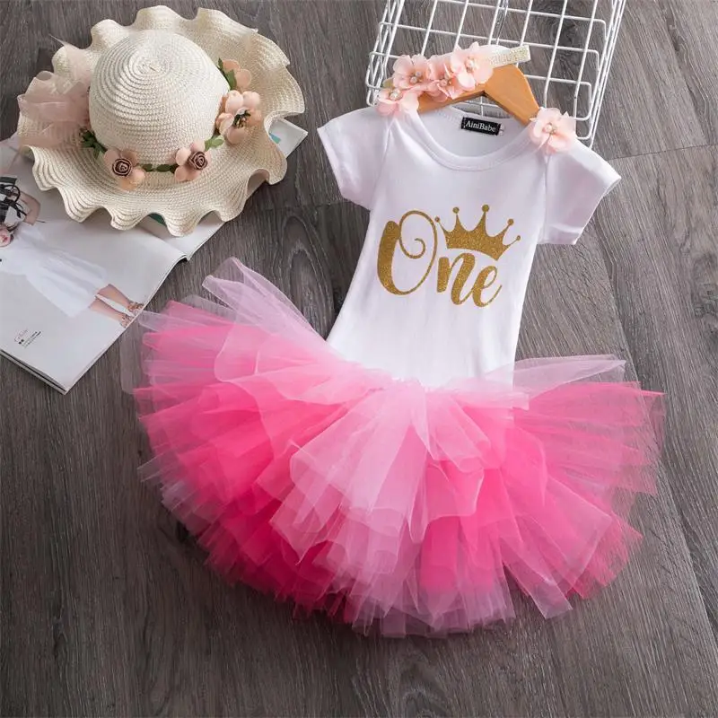 Платье для маленьких девочек 1 год платье для дня рождения Новогодняя юбка-пачка, Одежда для младенцев вечерние бальные платья для новорожденных, Vestidos Infantil, для девочек возрастом от 1 года до 2 лет - Цвет: Style4 Pink