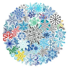 10/30/50PCS Cartoon Snowflake Pattern Christmas Window Graffiti Suitcase Laptop Skateboard Toy Waterproof Sticker Wholesale