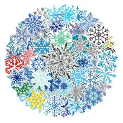 Lot de 10, 30 ou 50 autocollants imperméables, motif flocon de neige, fenêtre de noël, Graffiti, valise, ordinateur portable, Skateboard, jouet, vente en gros 