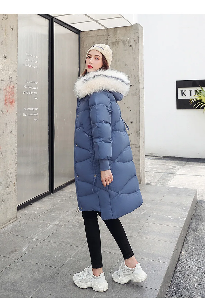 Теплая зимняя женская куртка больших размеров 5XL 6XL, женские длинные парки с капюшоном и меховым воротником, приталенная женская пуховая хлопковая куртка, зимнее пальто