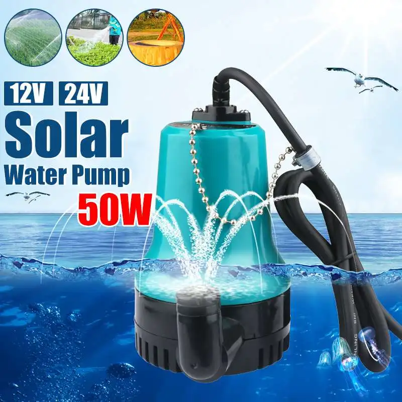 

50W 4500L/H 5m DC 12V 24V Solar Water Pump Brushless Motor Water Circulation Submersible Pump Irrigation Fountain Fish Pond Set
