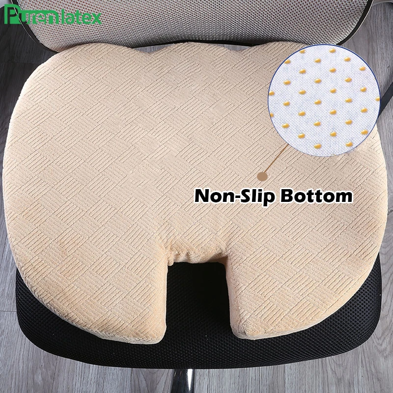 OrganicTextiles Organic Latex Seat Cushion with 100% Organic Cotton Cover  (3” Inch Medium Firmness, Bamboo), GOLS Certified, for Car, Office Chair