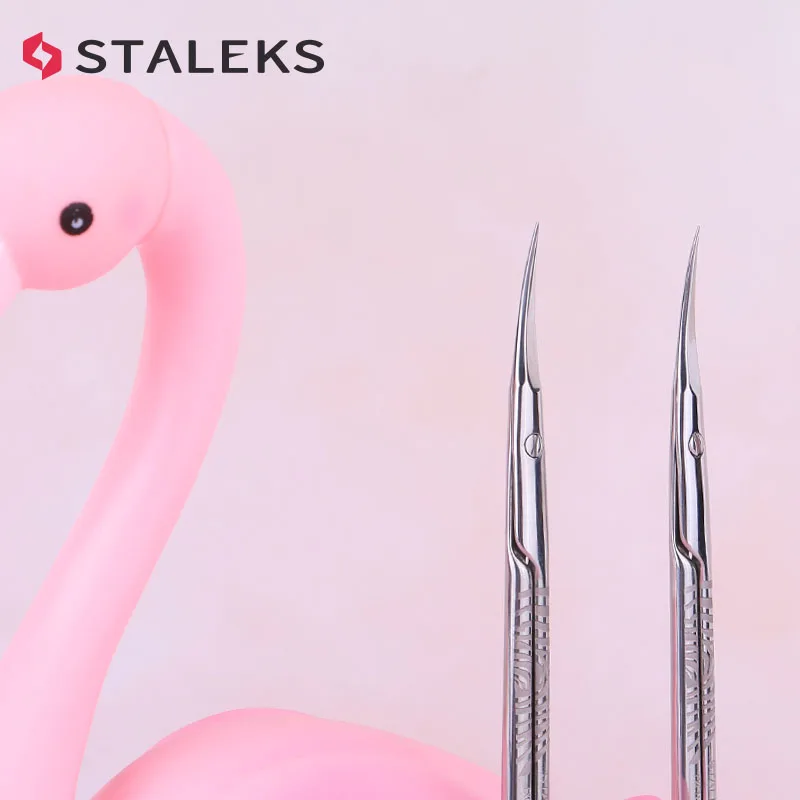 STALEKS Stainless Steel Dead Skin Scissors Russian Style Bending Eyebrow Scissors Zebra Pattern Exfoliating Nail Tools SX-20/1z 2