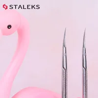 STALEKS Stainless Steel Dead Skin Scissors Russian Style Bending Eyebrow Scissors Zebra Pattern Exfoliating Nail Tools SX-20/1z 2