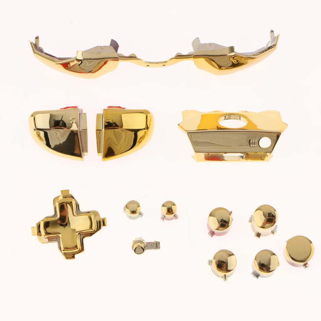 All-in-one Accessories Bundle for Microsoft Xbox One Elite Controller Button Parts & T6 T8 Repair Opening Tool Kit, Gold + Blue