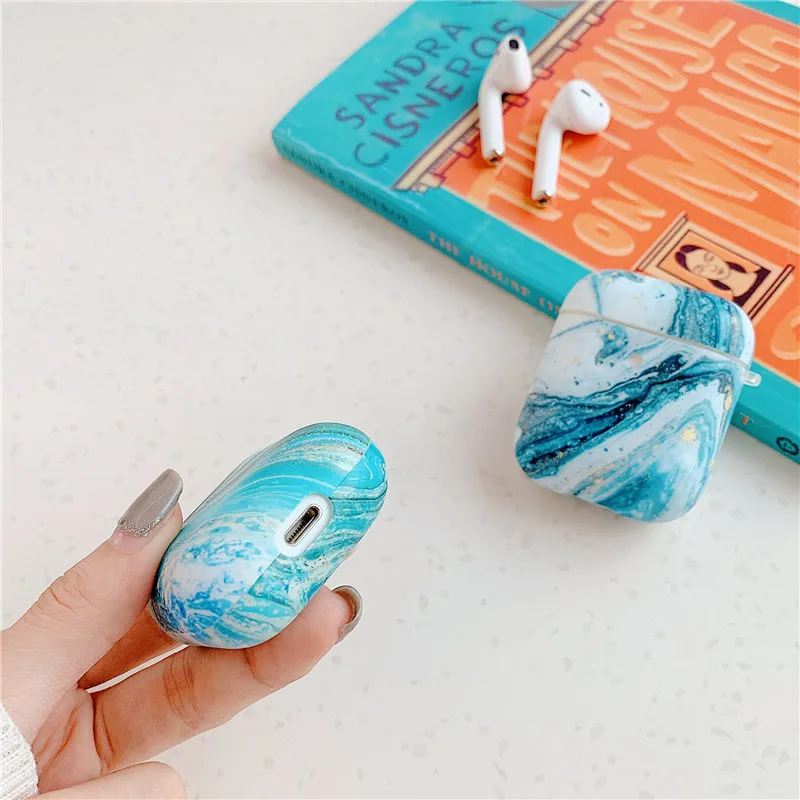Luxury Ocean Waves Marble Pattern Case For Apple Airpods Cover Soft Silicone Bluetooth Earphone Protective Case For air pods 2 1
