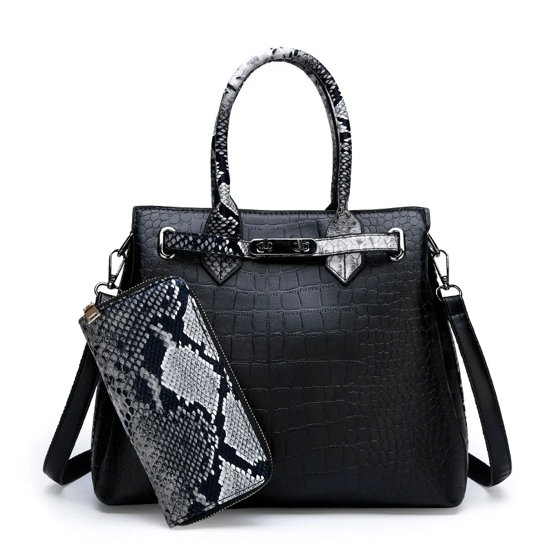 

2019 New Style Snakeskin Hand Different Size Bags Stone Pattern Europe And America Style Shoulder Bag/ Hand Bag Large Capacity W