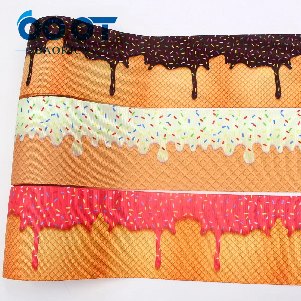 

I-19618-1381,10 yards 3inch Baking cake Printed grosgrain ribbon DIY Hairbows Accessories DIY Bag Materials Holiday Decorations