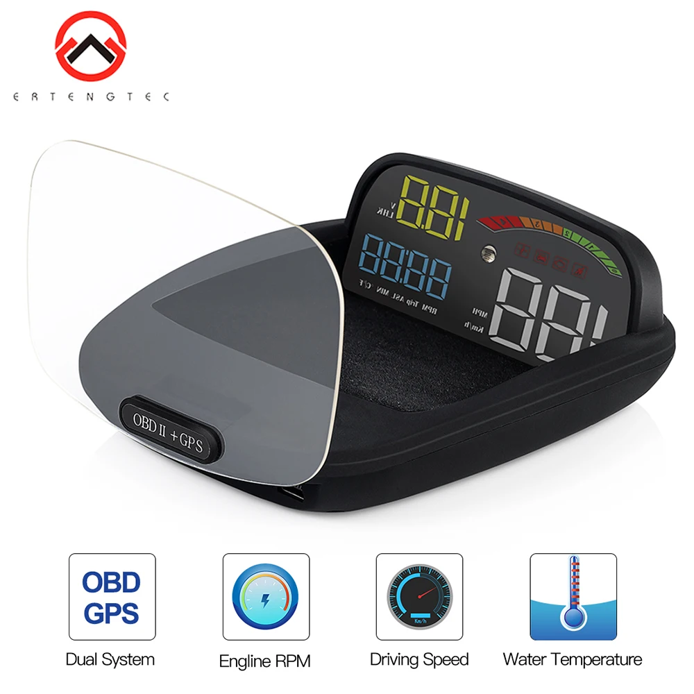 Автомобильный Hud Дисплей 2 в 1 GPS OBD2 скоростной проектор Цифровой Спидометр