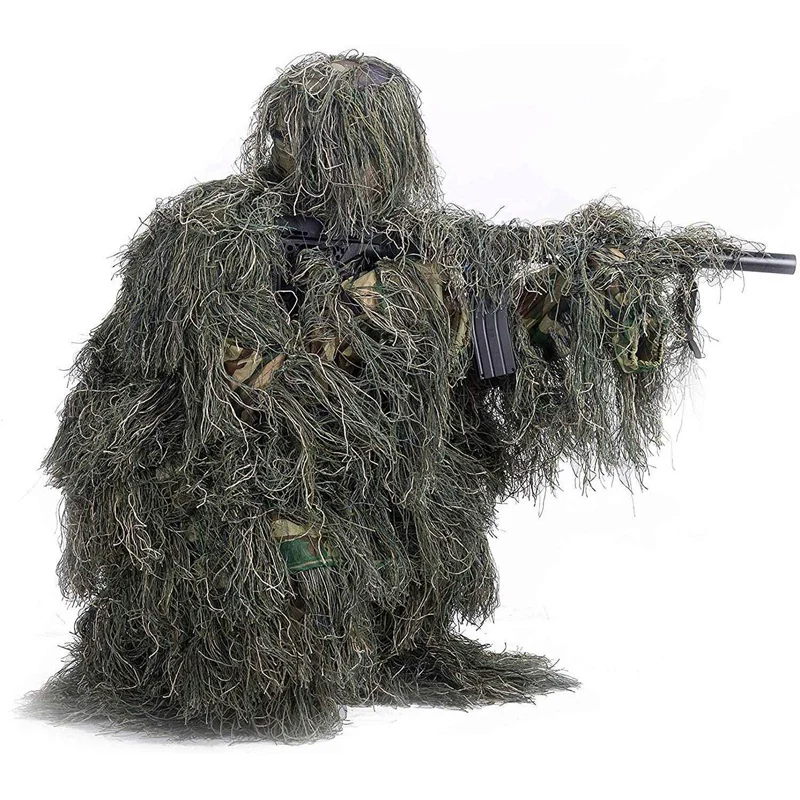 Горячий-Ghillie костюм 3D 4-Piece с сумкой камуфляж охота лес лесной