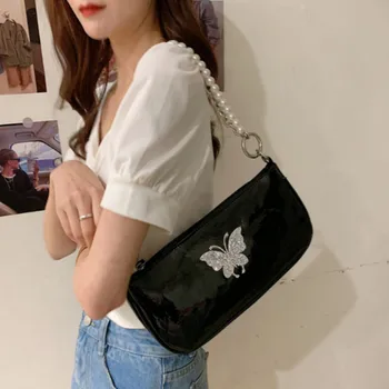 

Fashion Women Hip Hop Bag Diamond Small Zipper Girl Messenger Shoulder Bag 2020 Ins Chains Baguette Female Butterfly Cute Bag
