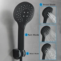 Black Bathroom Bathtub Faucet Hot Cold Water Mixer Tap Wall Mount Faucet With Handheld Shower Bathtub Outlet 2