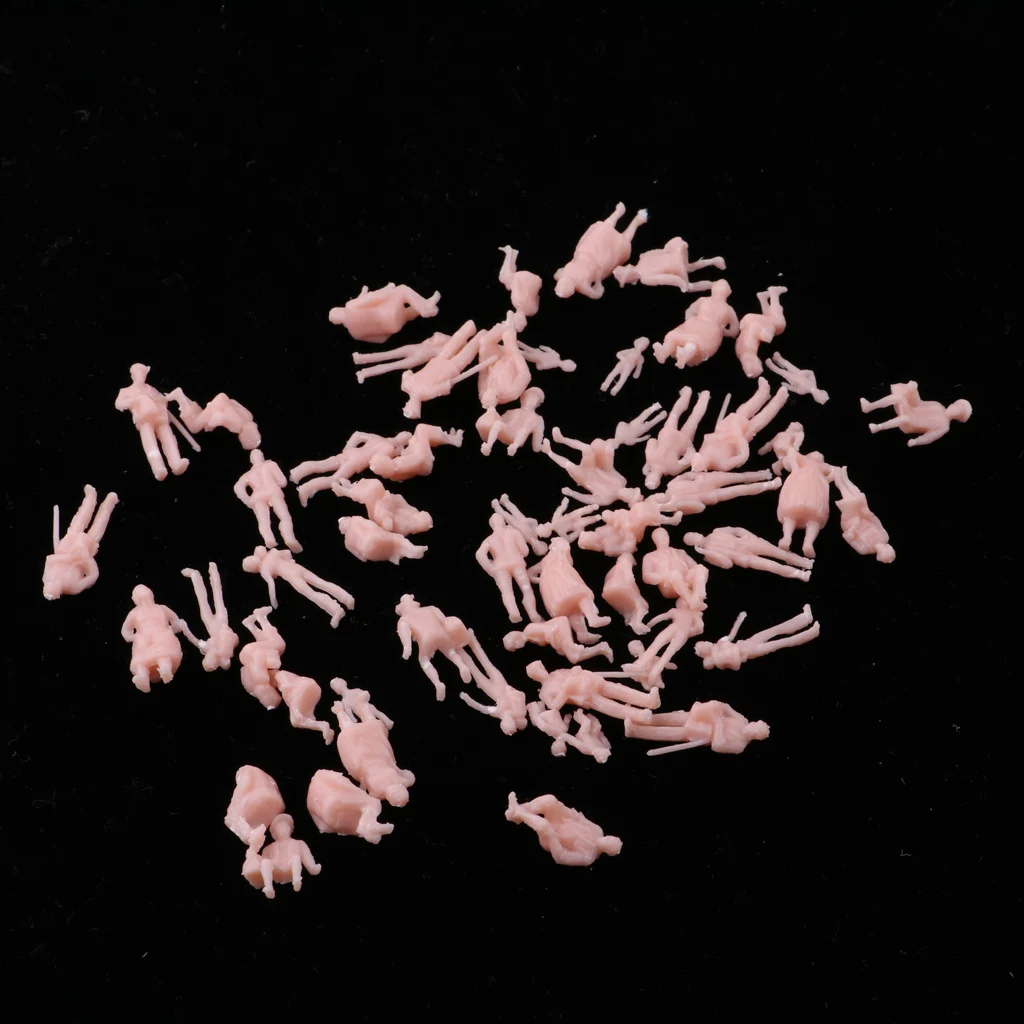 60pcs Unpainted Model Train People Figures HO Scale Model Miniature Figures