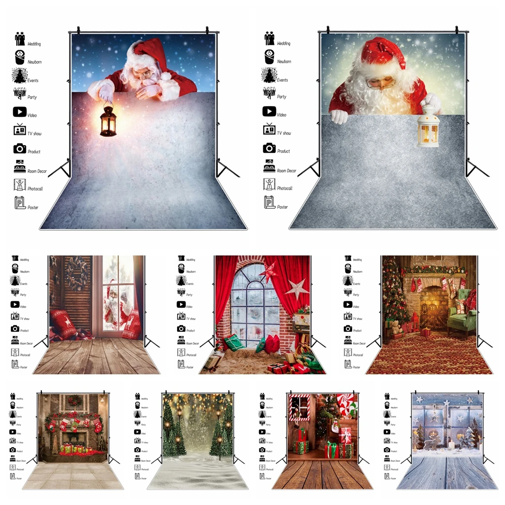 

Laeacco Winter Santa Claus Photography Background Newborn Birthday Christmas Portrait Photozone Photo Backdrop For Photo Studio
