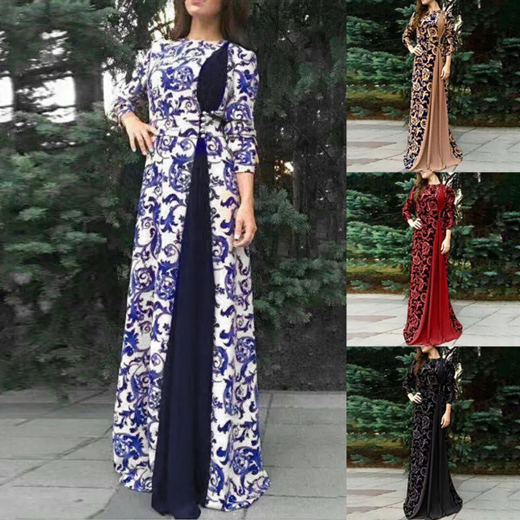 CHAMSGEND мусульманское женское платье с длинным рукавом Дубай макси abaya Jalabiya