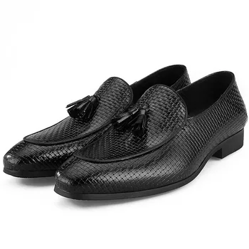 

2019 Handmade Vintage Italy Oxford Shoes Original Office Shoes Men Genuine Cow Leather Flat Men's Tassel Loafer Shoes Footwear