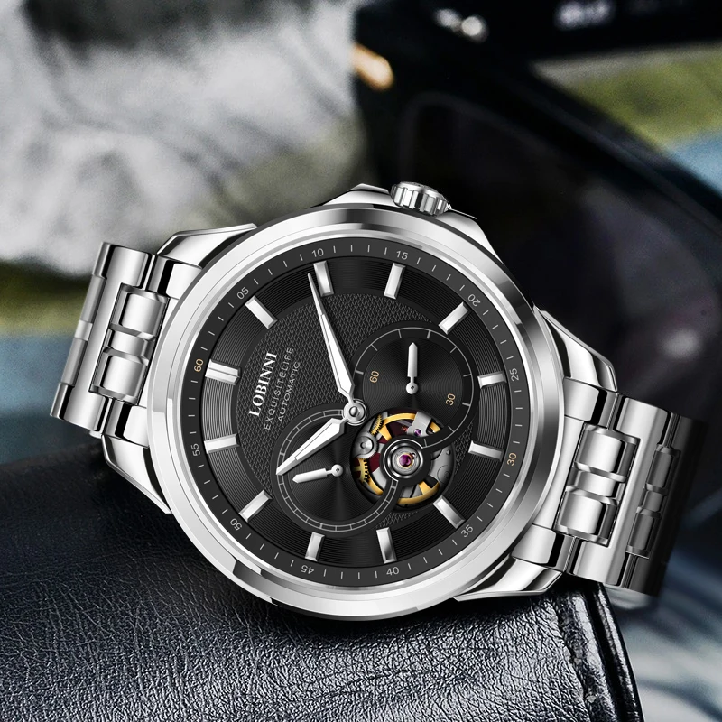 Japan MIYOTA Luxury Brand LOBINNI Automatic Mechanical Men's Waterproof Steel Wristwatches Fashion Design Male Watches