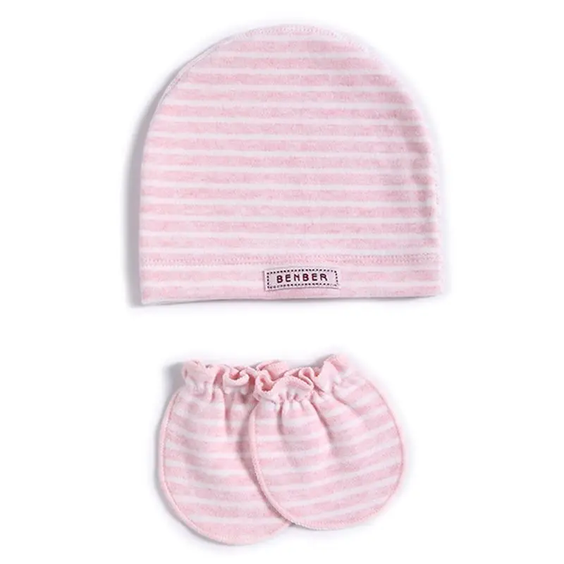pink 2 шт./компл. простой новорожденных Кепки комплект перчаток Мягкий хлопок; одежда для малышей, детей, младенцев анти-антицарапки шляпа подарки - Цвет: pink