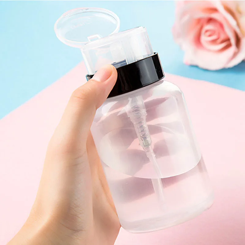 60ml 180ml 200ml Push Down Empty Lockable Pump Dispenser Bottle for Nail Polish and Makeup Remover Nail Polish Remover Bottle