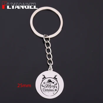 

FLYANGEL Merry Christmas Drop Keychain Engraved Christmas Hat Celebrate Christmas Key Tag Jewelry For Family Friends Gifts