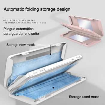 

2020 New Double-layer Face Mask Storage Case with Mirror Portable Plastic Light Weight Masks Storage Box Anti Dust Cover Holder