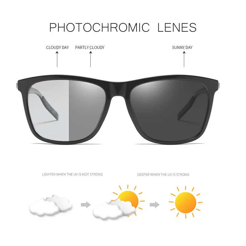 AOWEAR квадратные очки Хамелеона женские поляризационные фотохромные