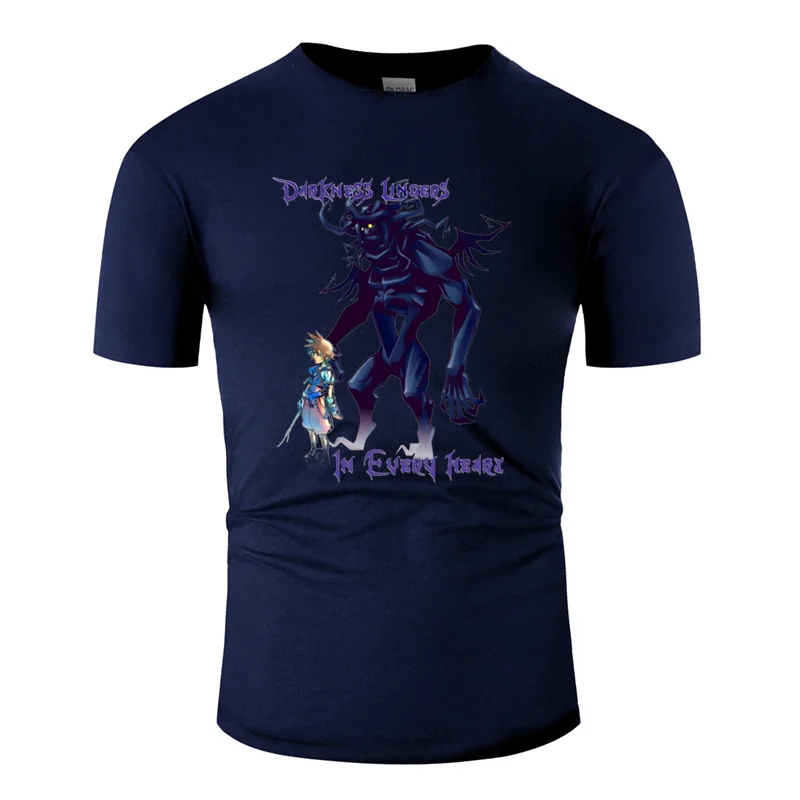 Men-Navy Blue Мужская футболка с принтом "darkness lingers in each heart kingdom hearts", новинка, однотонная мужская футболка из хлопка с защитой от морщин - Цвет: Men-Navy Blue