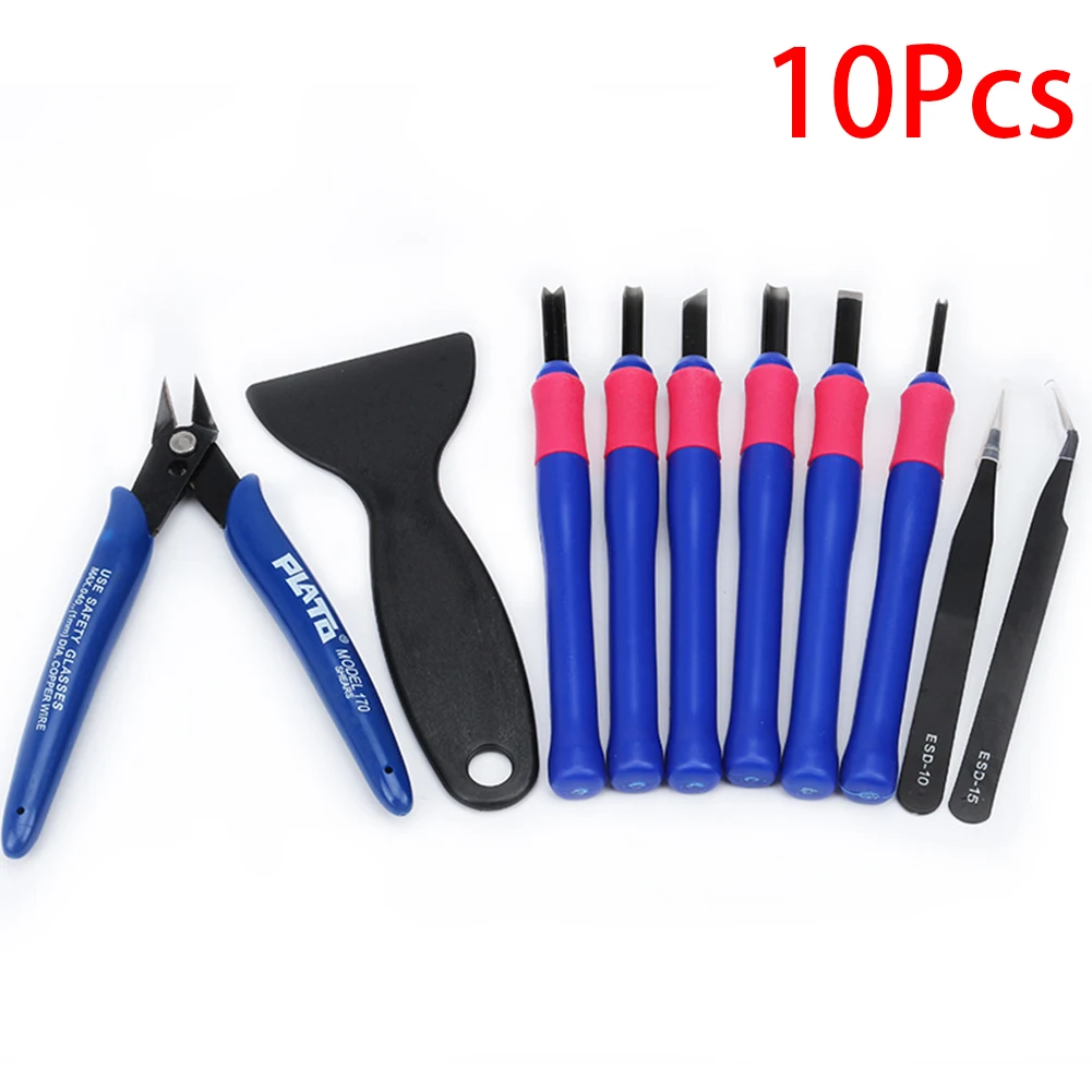 

10pcs Durable Blade Parts Repair Tool Comfortable Handles Tweezers Set Clip Pliers Grip Plastic Print 3D Printer Practical