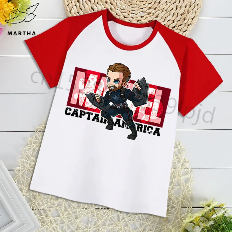Marvel/футболка с Мстителями Одежда для мальчиков детская одежда с Железным человеком/капитаном Америкой/человеком-пауком Детская футболка с мультяшным принтом Футболка для мальчиков и девочек