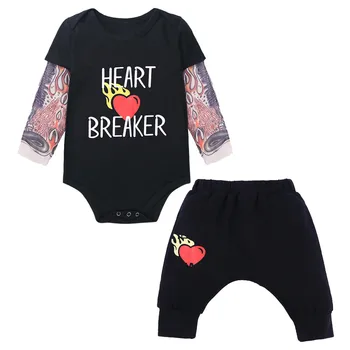 

Newborn Baby Clothes For Boys Girls Infant Full Set Letter Print Romper Pants Valentine's Day Outfits Cotton O-neck Baby's Set