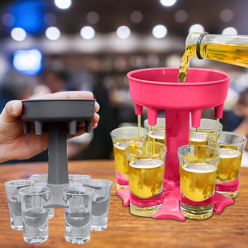 

6 Shot Glass Dispenser Holder Bar Wine Whisky Beer Dispenser Rack Accessories Caddy Liquor Dispenser Party Games Drinking Tools