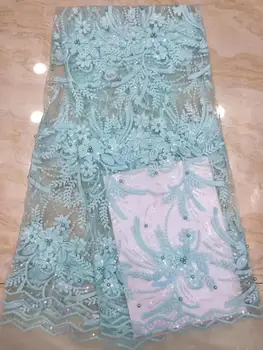 

2019 Latest French Nigerian Lace Fabrics High Quality Tulle African Lace Fabric Wedding African French Tulle Lace green