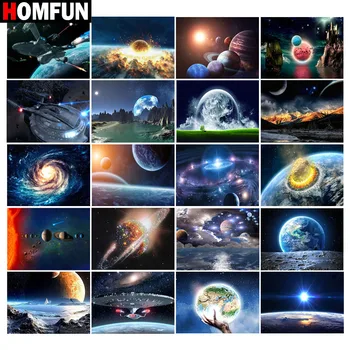 

HOMFUN Full Diamond Embroidery Diy 5D Diamond Painting Cross Stitch "Planet spaceship landscape" Full Drill Home Room Decor
