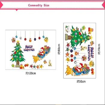 

50x70cm Santa Claus, Christmas Tree for the Sitting Room the Bedroom Window Glass Can Remove the DIY Wall Sticker Free Shipping
