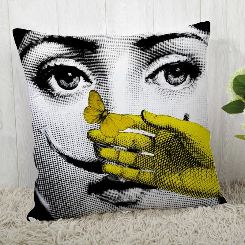 Наволочки на заказ Fornasetti-Famous-beauty-Mask-Face Art квадратная Наволочка на молнии наволочка 40*40 см, 45*45 см(одна сторона - Цвет: Pillowcase 4