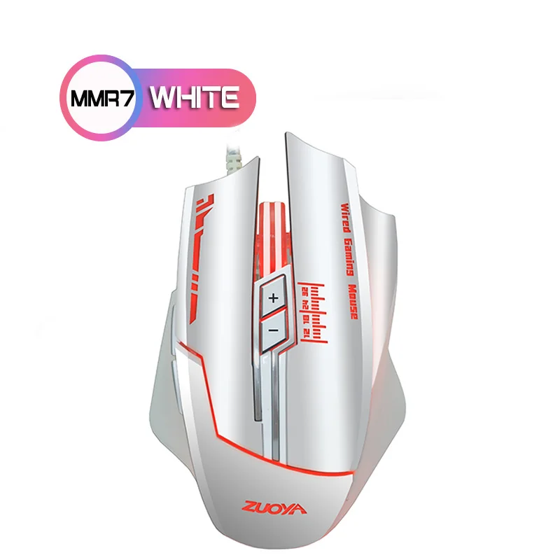 MMR7 WHITE ZUOYA игровая мышь dpi, регулируемый светодиодный, яркий, проводной, оптическая, USB, геймерская мышь, игровая мышь для ПК, компьютера, ноутбука, профессиональная - Цвет: MMR7 WHITE